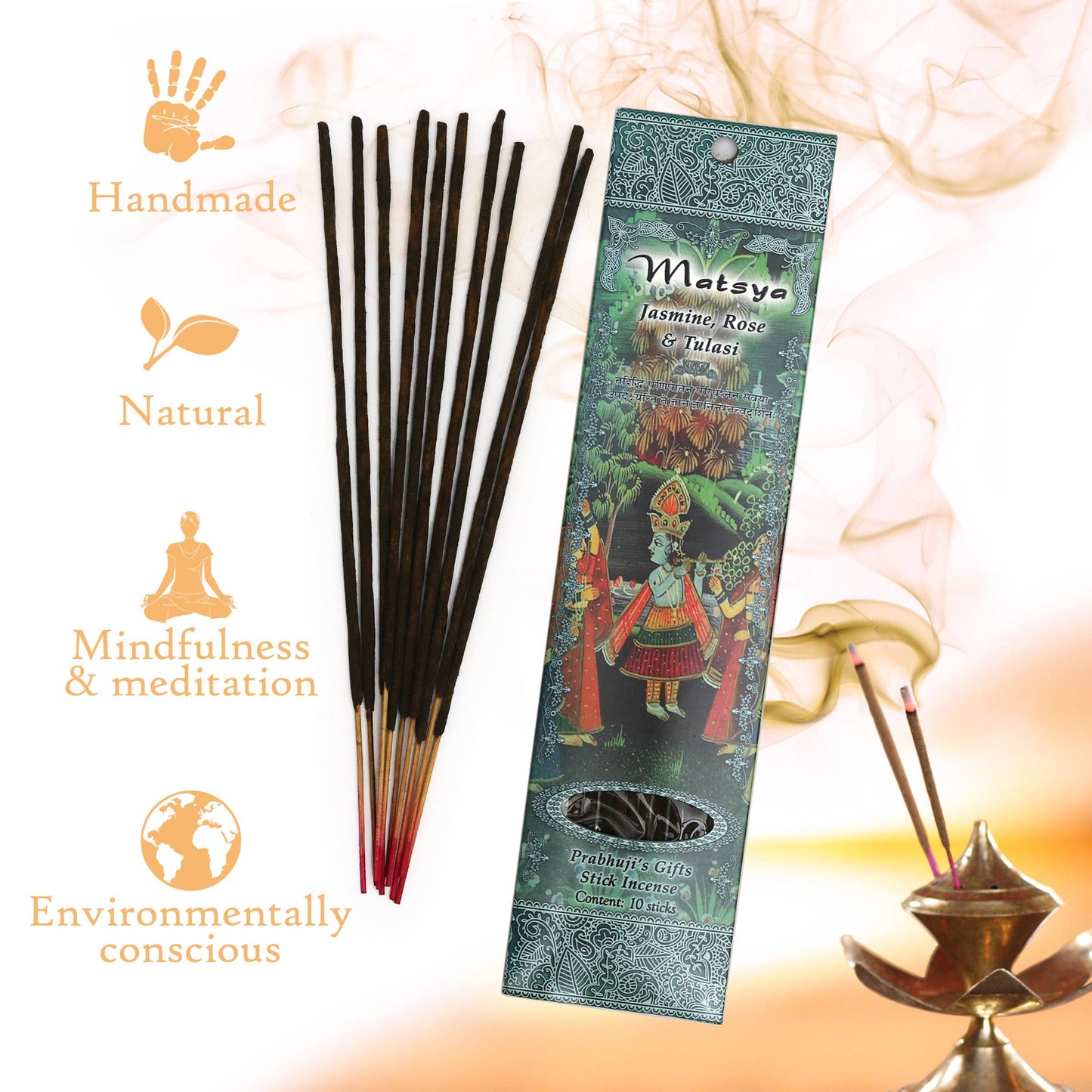 Incense Sticks Matsya - Jasmine, Rose, and Tulsi